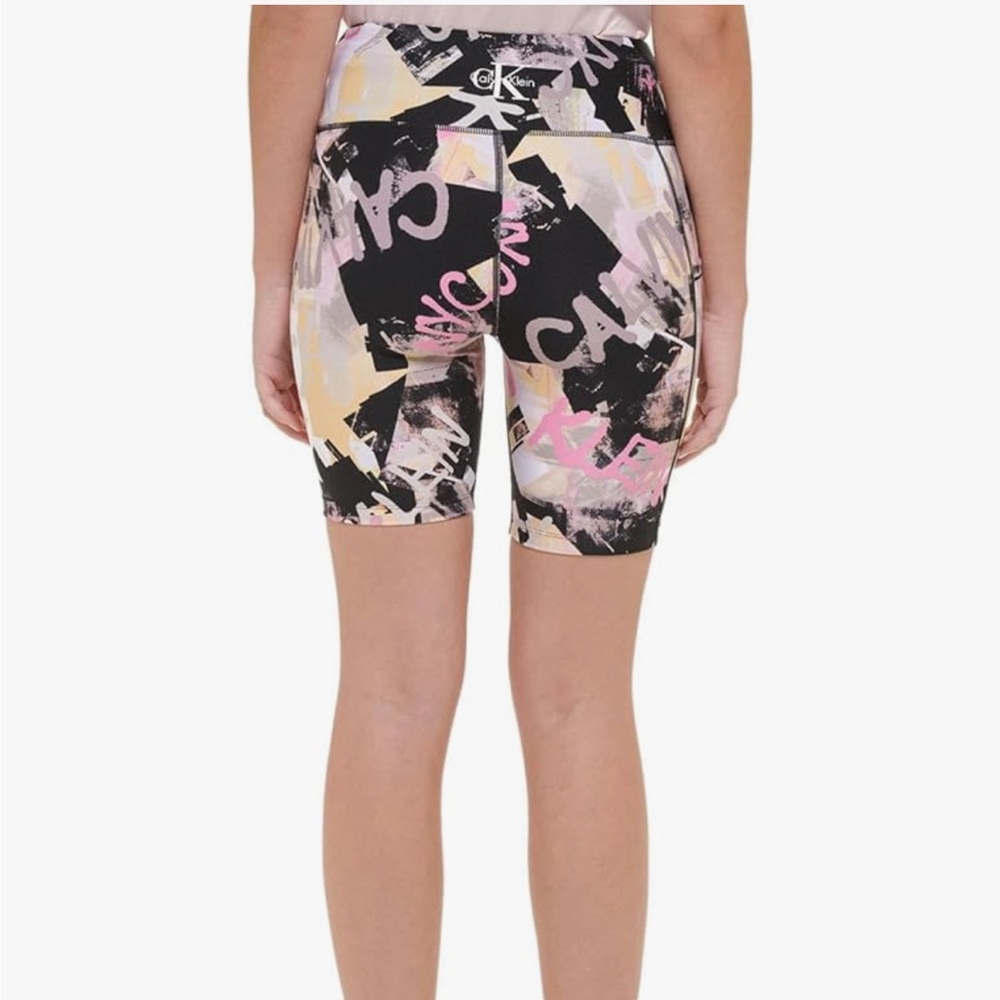 Calvin Klein Black and Pink Bike Shorts with Abstract Print - Picture 8 of 9